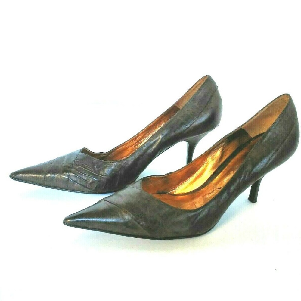 Aldo Brown Leather Pointed Toe Pumps Excellent Con